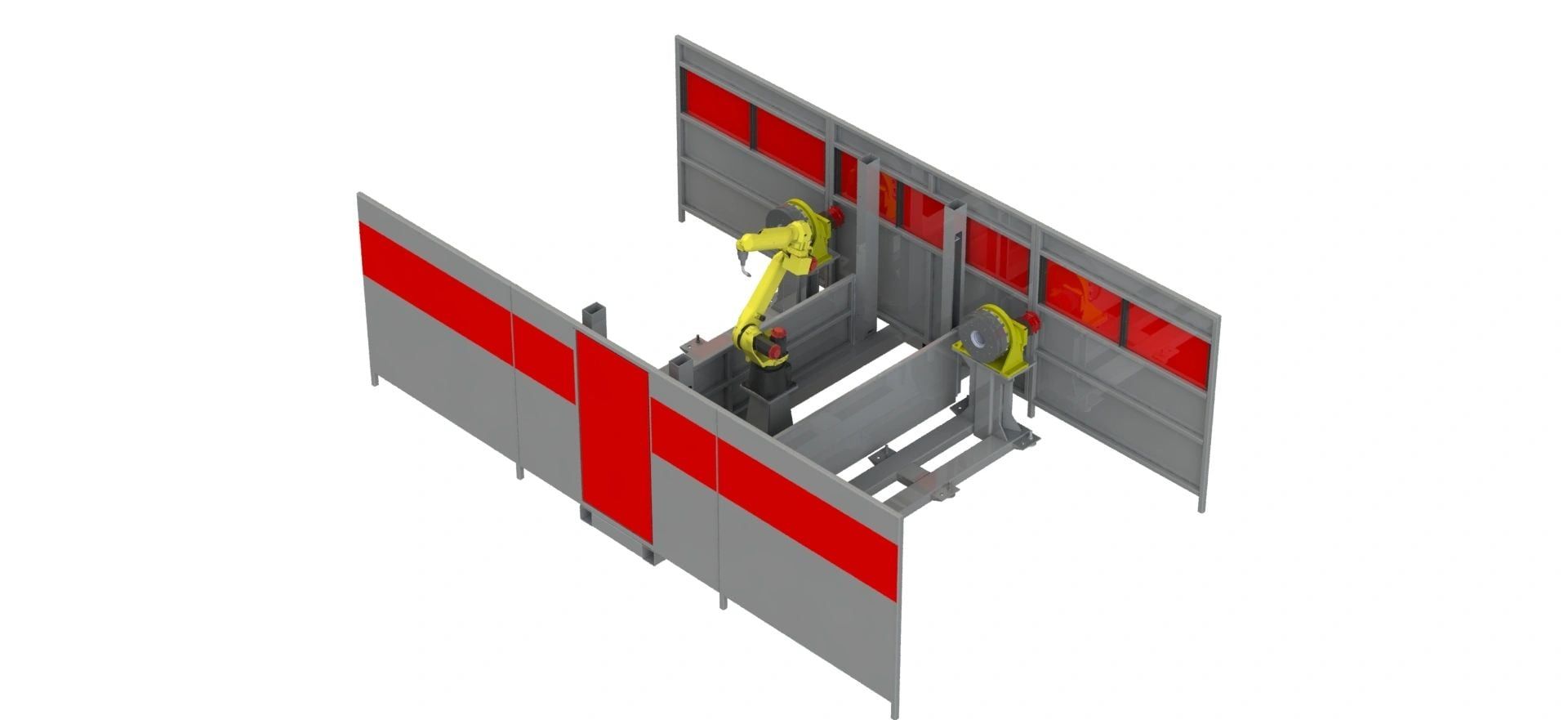 Robotic welding cell with the power source mounted on the frame