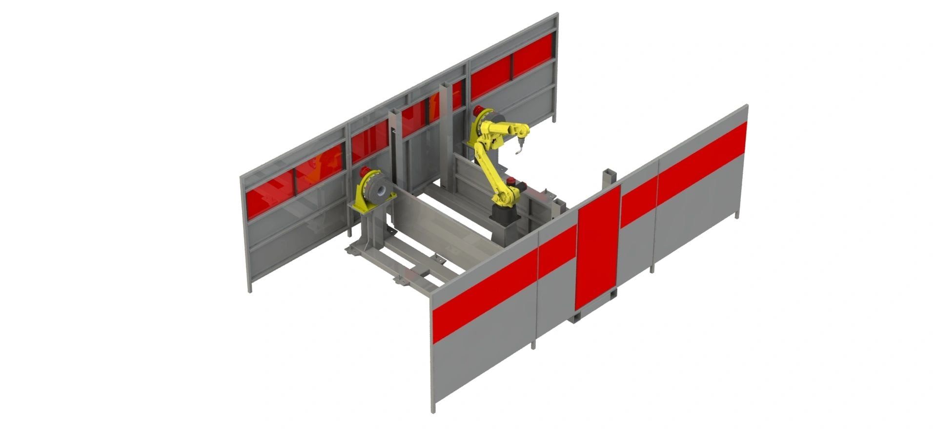 Rice Automation robotic welding cell with safety fencing