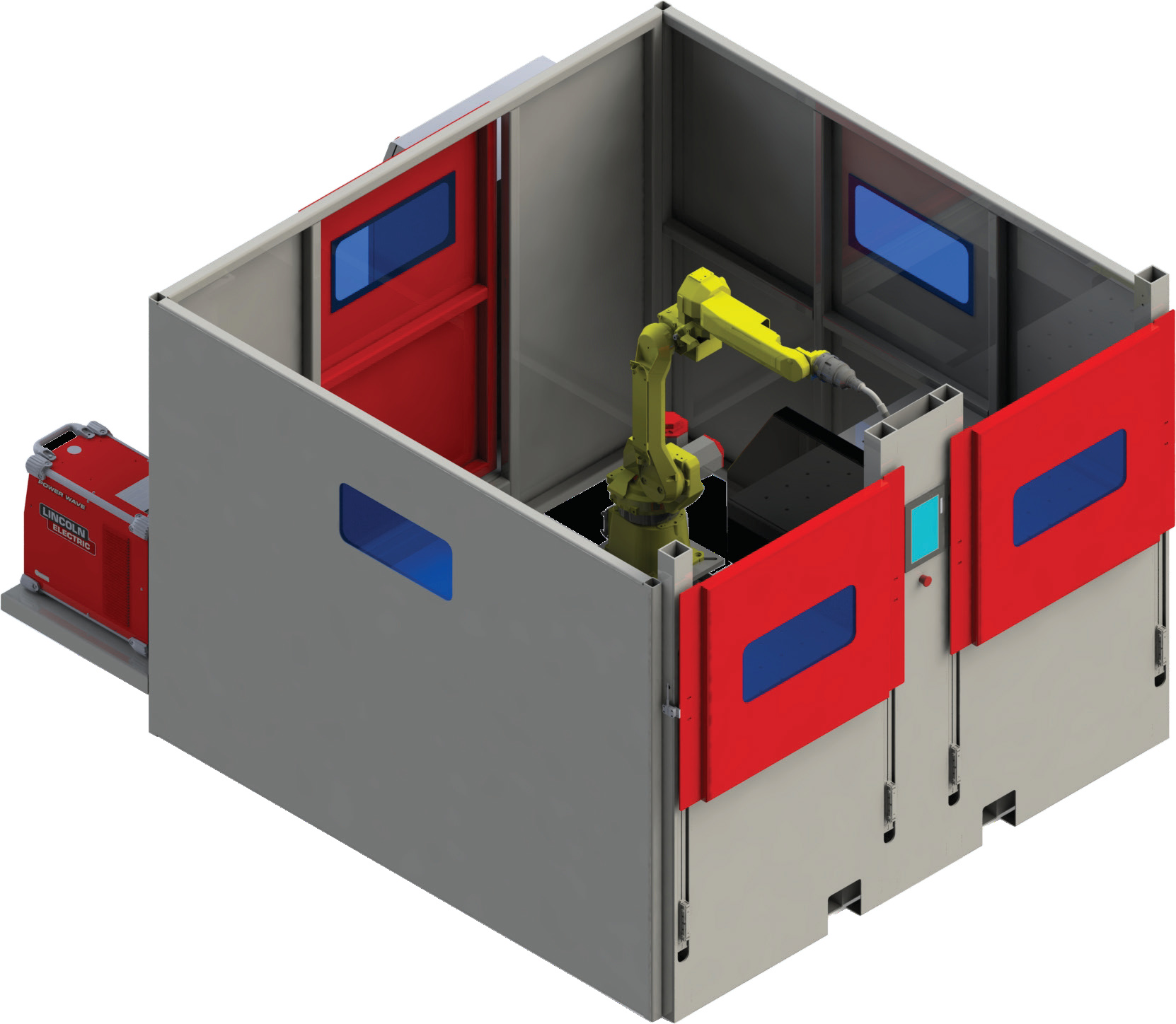DZSF-PD dual zone single side weld cell with pneumatic doors