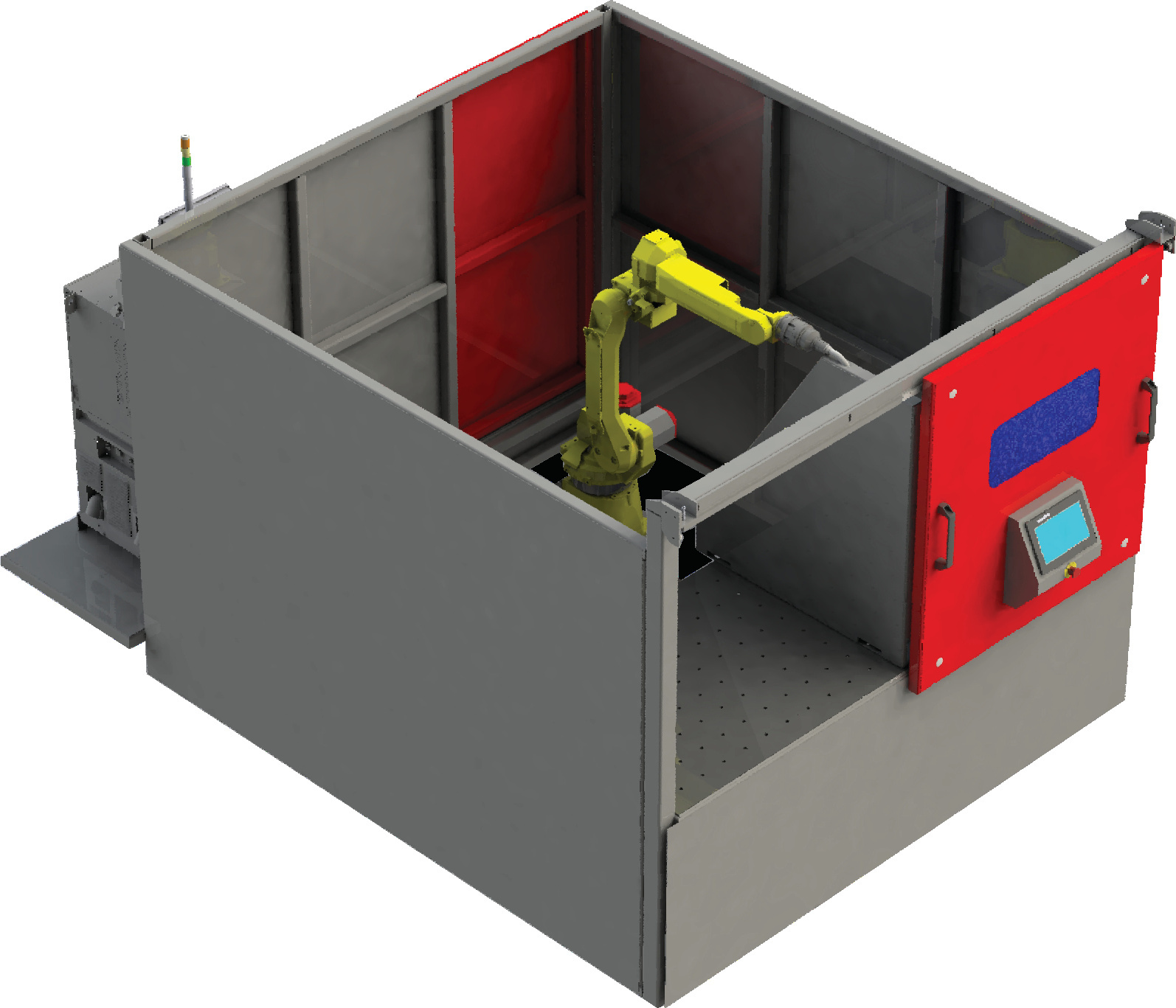 DZSR-SD dual zone weld cell with a sliding front door