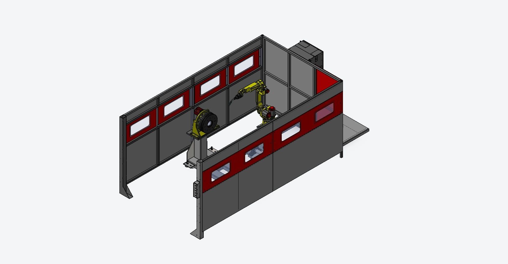 Robotic welding cell with a headstock holding a fixture